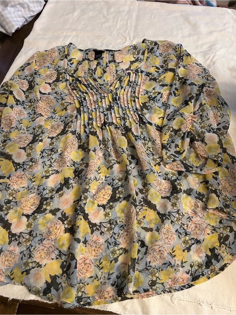 torrid Floral Pintuck Blouse - Yellow, Pink & Gray